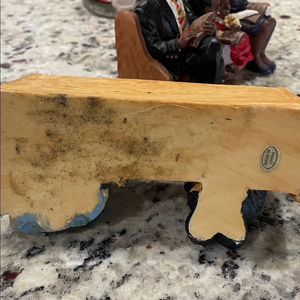 Vintage 90’s COLLECTIBLE African American Church Pew Family Figurines 2 PC Lot
